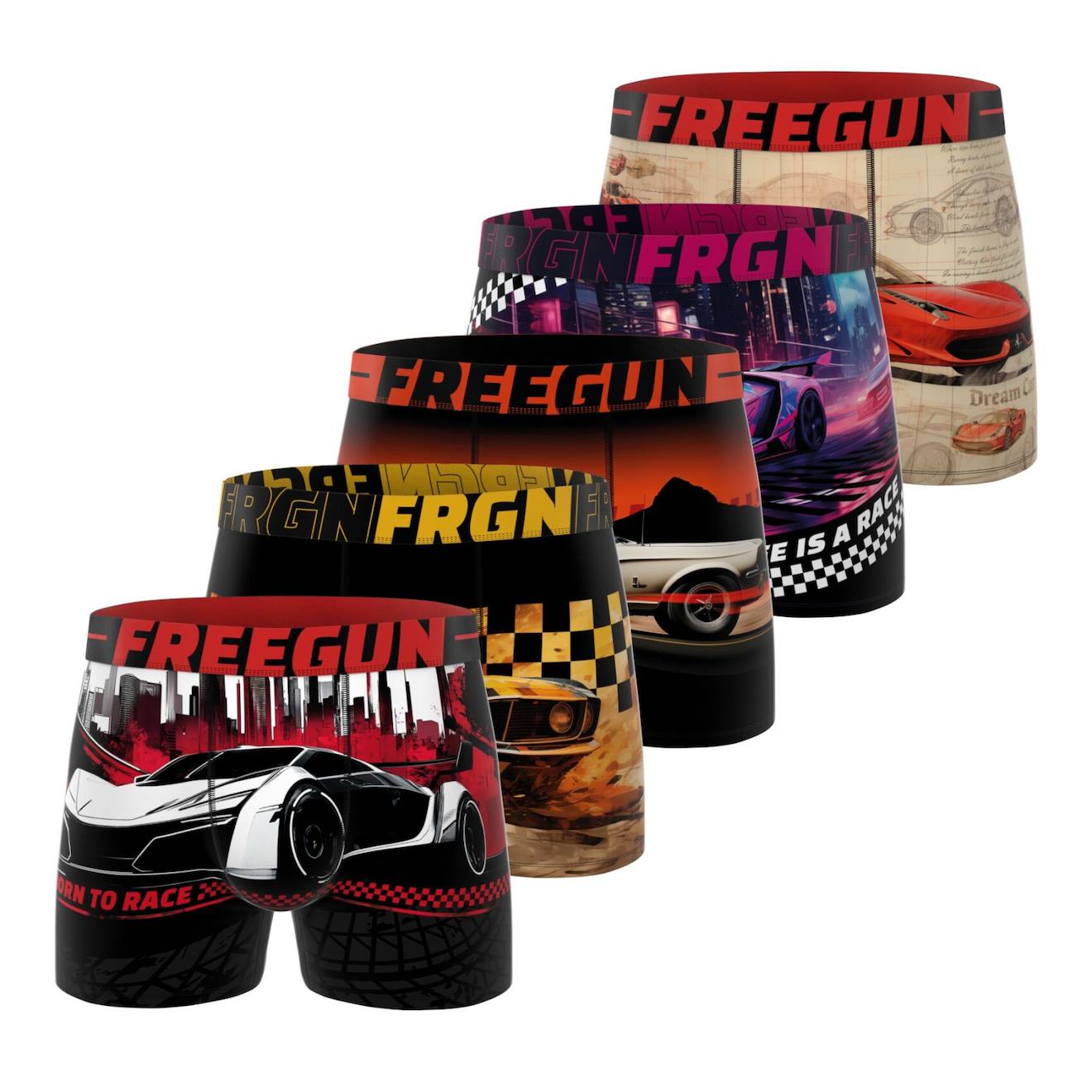 Lot De 5 Boxers Car Racing Rouge/violet/beige/noir