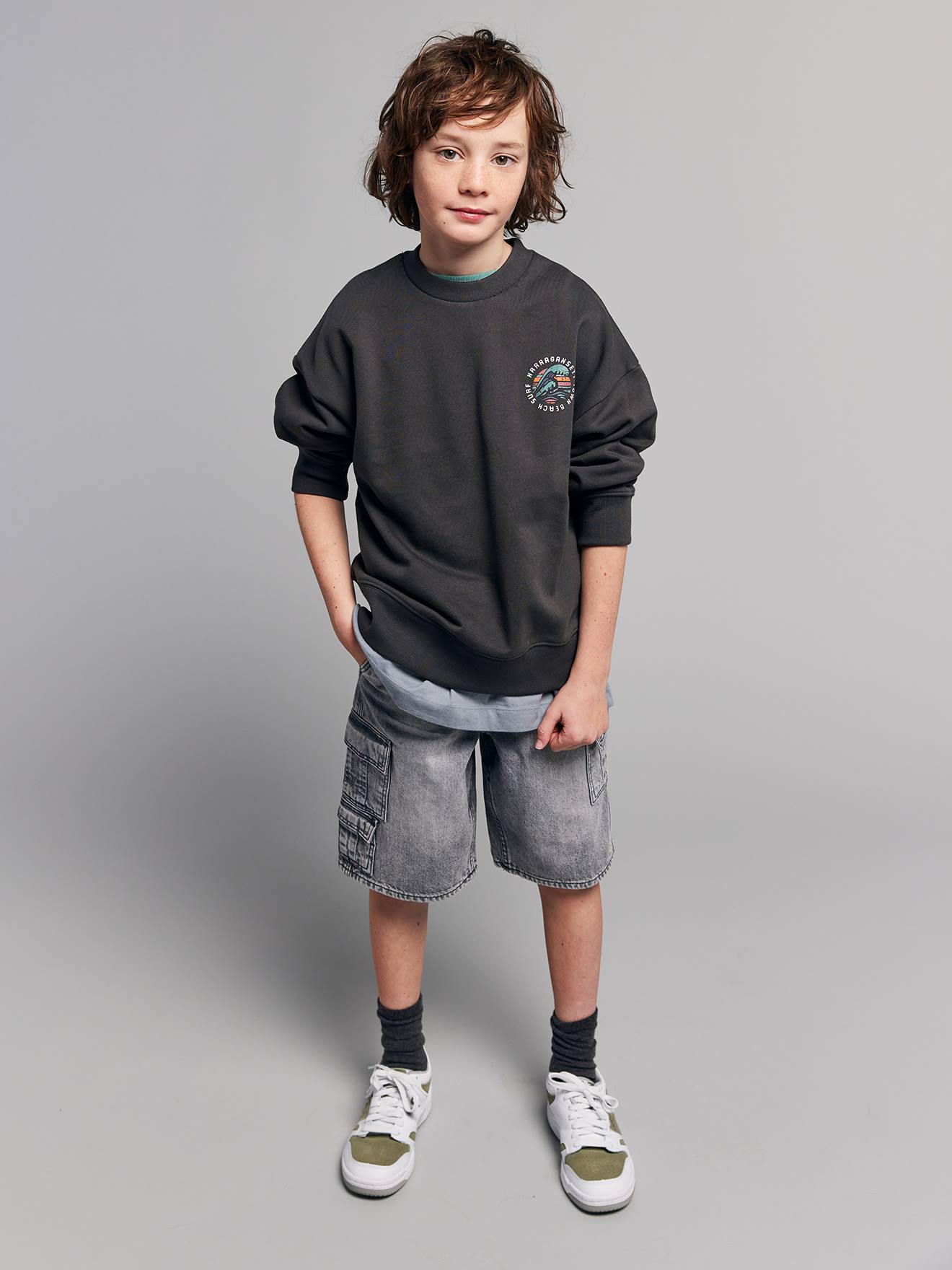 Bermuda skateur denim gris