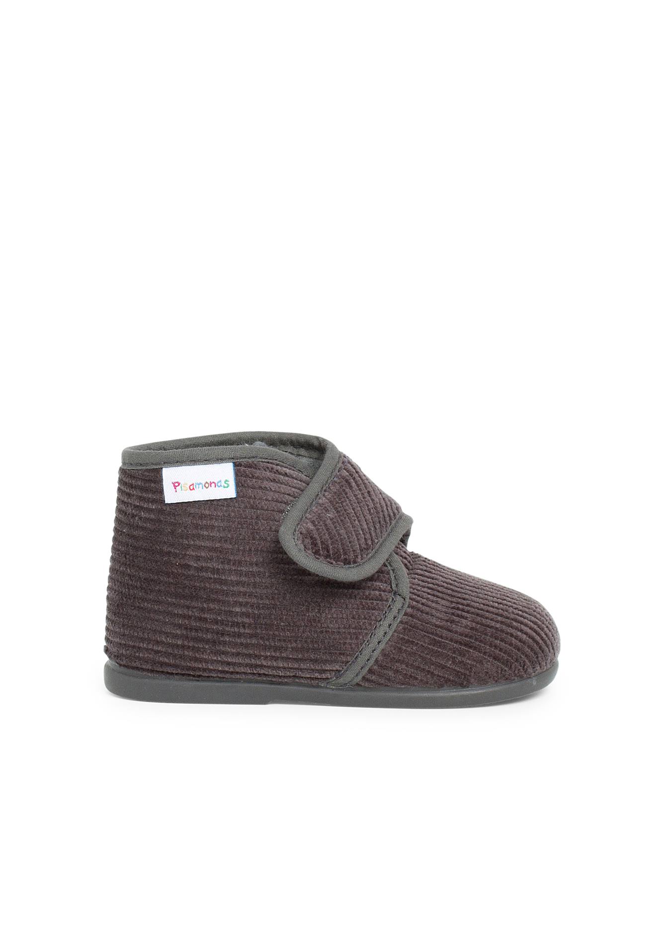 Chaussons En Velours Côtelé À Scratch Gris