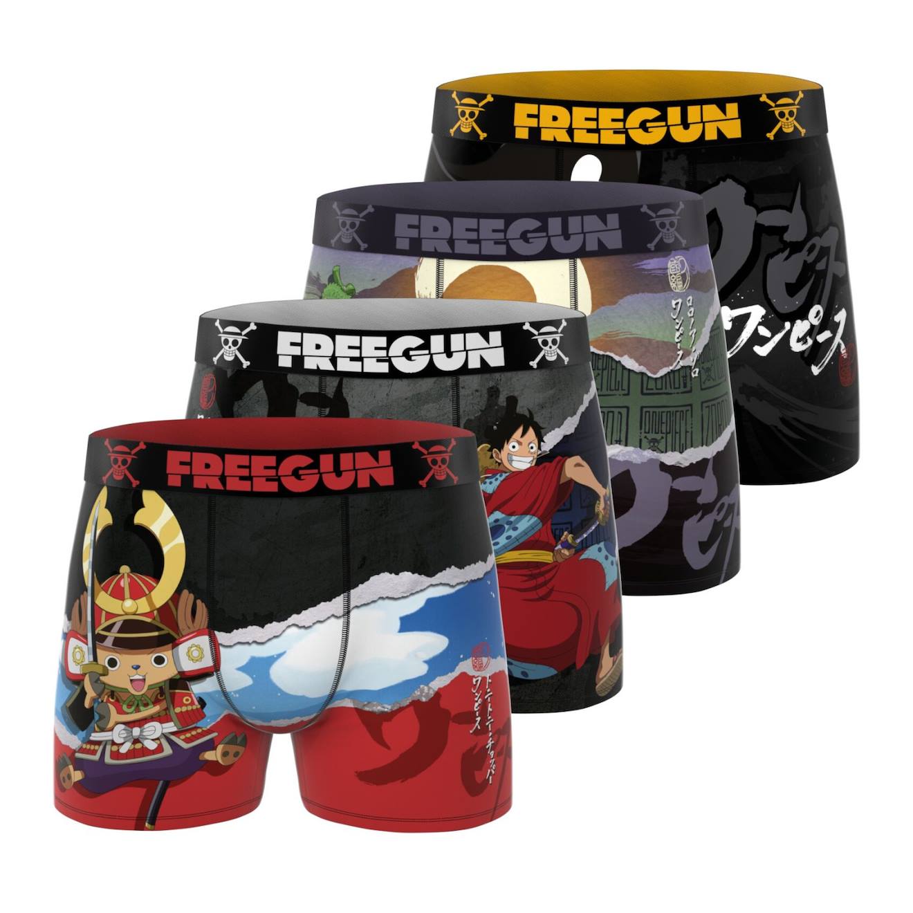 Lot De 4 Boxers One Piece Rouge/noir/orange/vert/violet
