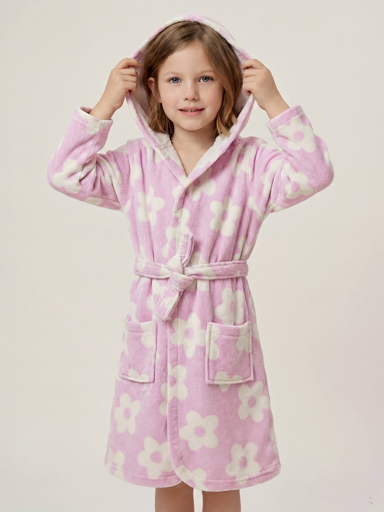Peignoir de bain enfant MARGUERITE personnalisable avec coton recycl mauve 16 €