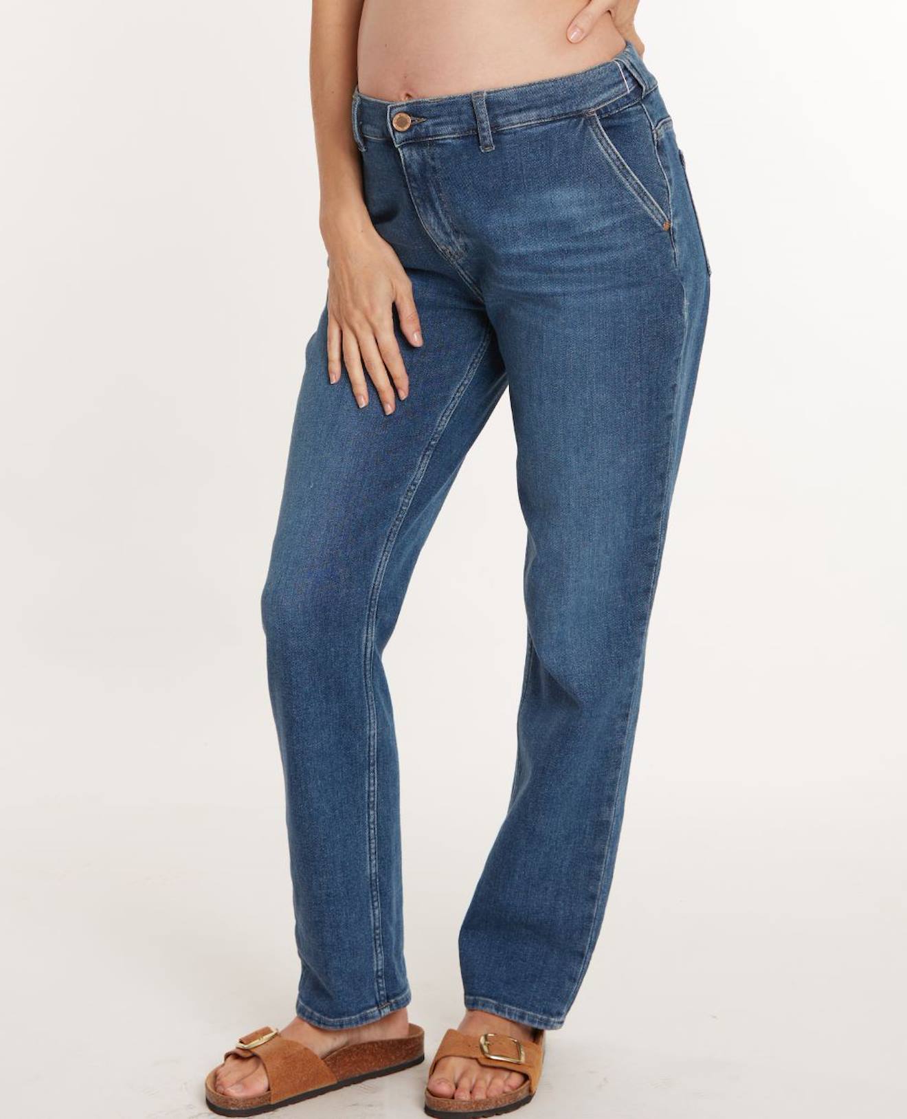 Jean De Grossesse Mom Fit Carrie Gris Mid Blue