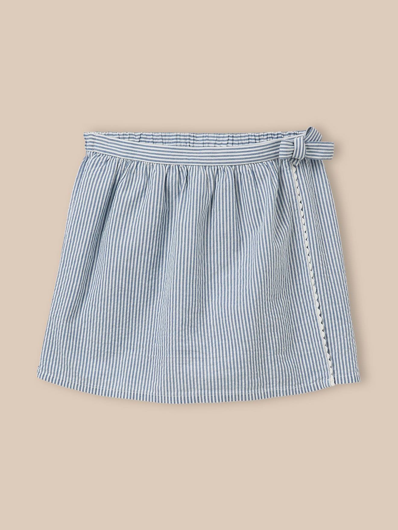 Jupe-short En Seersucker Fille Rayure Seersucker Bleu