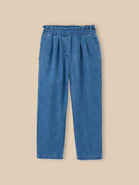 Fille-Pantalon large fille denim light