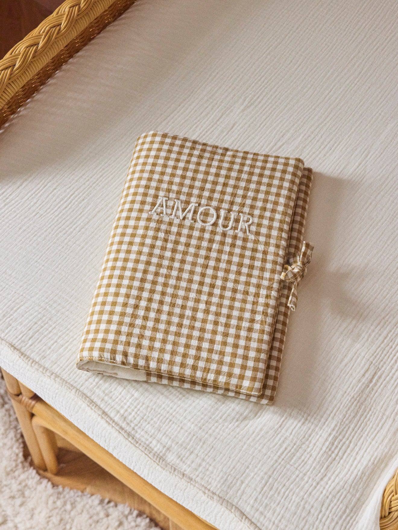 Housse Pour Carnet De Santé En Gaze Vichy Vichy Caramel