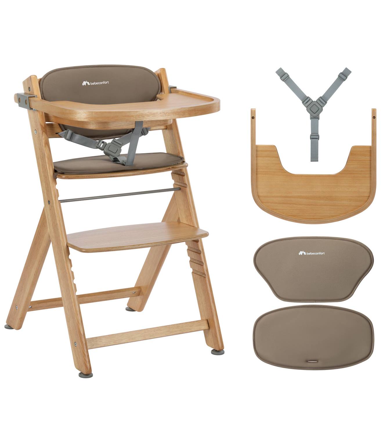 Chaise Haute Bébé En Bois Avec Coussin Timba Natural (wood)