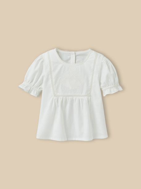 Fille-Chemise, blouse, tunique-Blouse fille plastron brodée