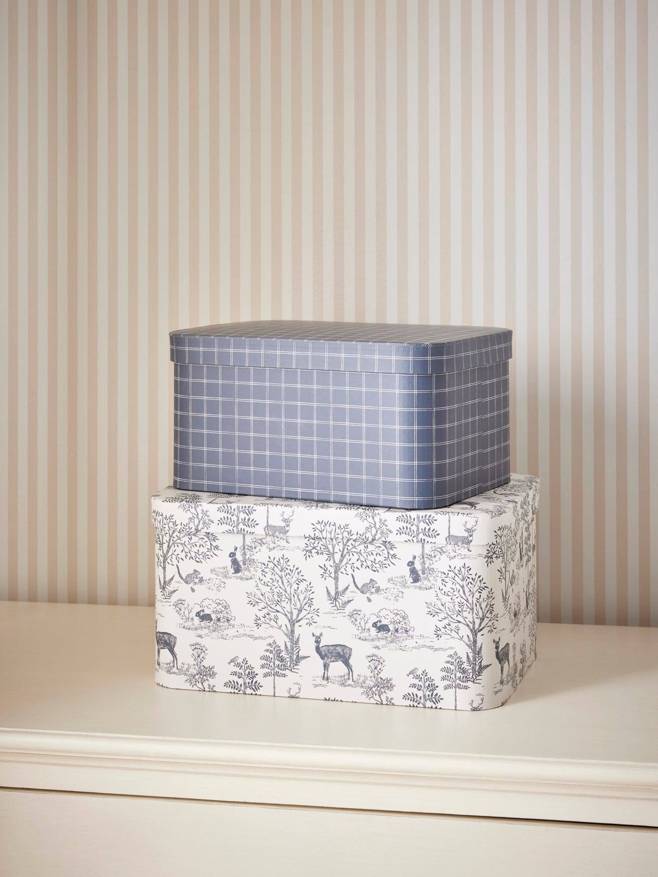 Boîte Gigogne petit Jouy Par Lot De 2 Carreaux Bleu