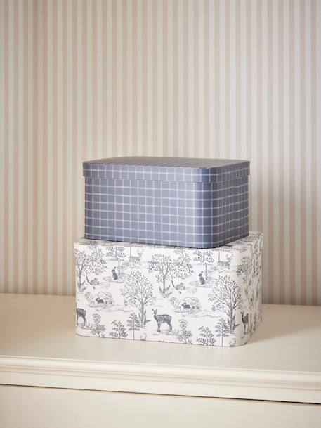 Cyrillus - Boîte Gigogne "petit Jouy" Par Lot De 2 Carreaux Bleu