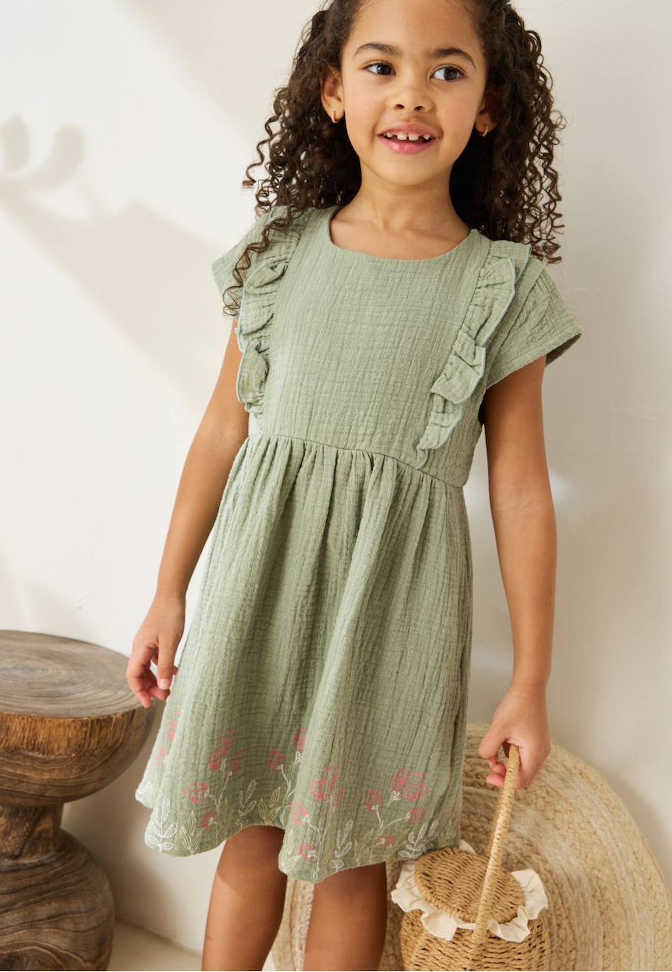 Robe Enfant En Gaze De Coton Anaelle Kaki