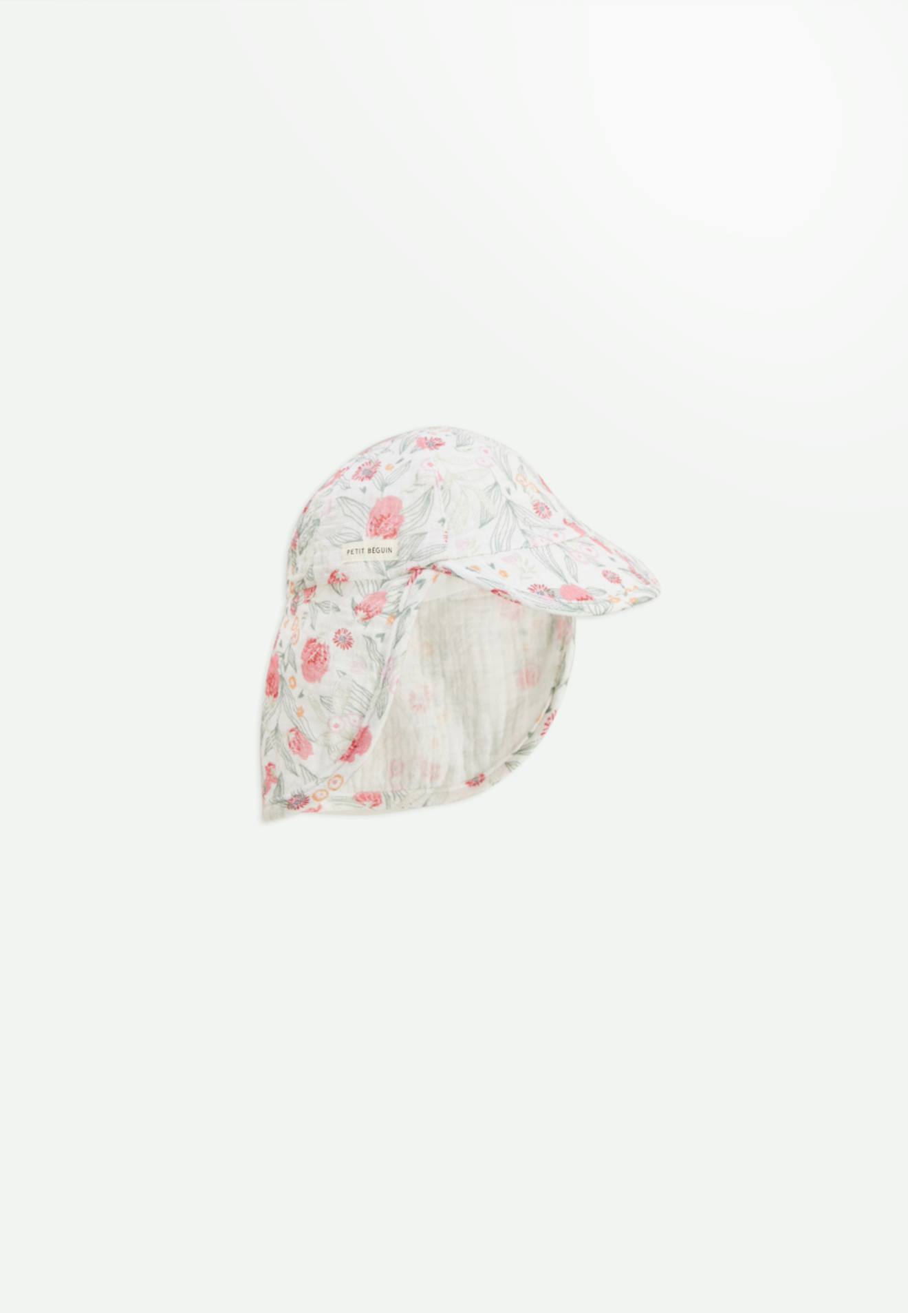 Casquette Cache-cou Bébé En Gaze De Coton Anaelle Ecru