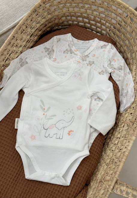 Petit Beguin - Lot De 2 Bodies Bébé Manches Longues Ouverture Croisée Badian Ecru