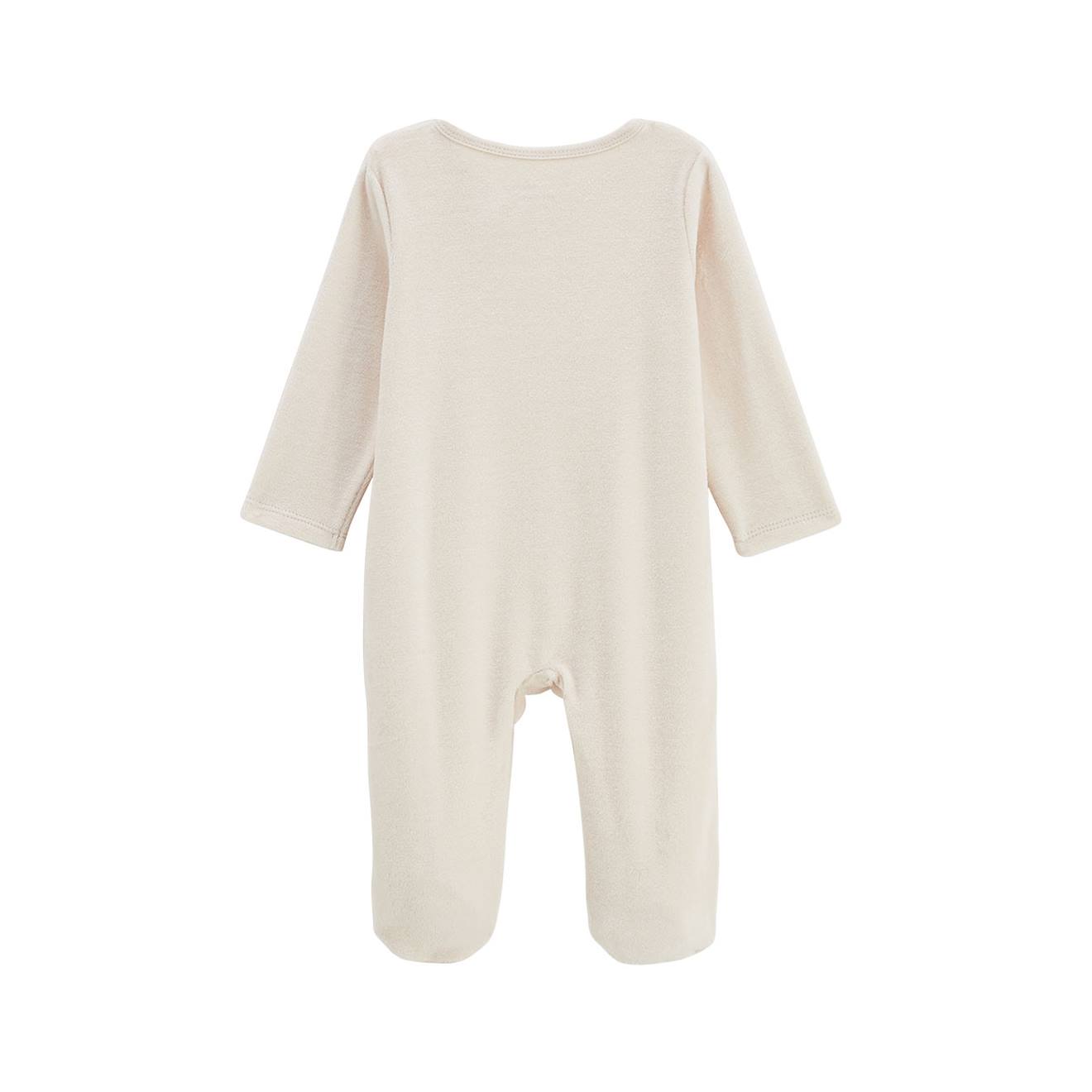 Pyjama Bébé En Velours Ouverture Zippée Eden Beige (Petit Beguin) - Image 2