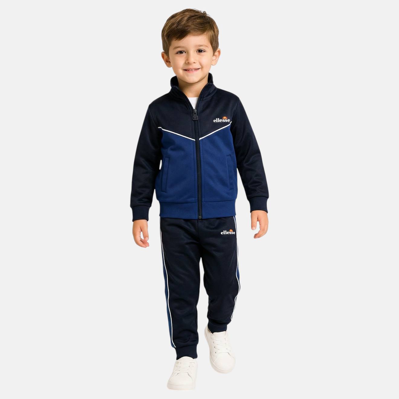 Ensemble veste et pantalon de jogging garçon imprimé col montant marine