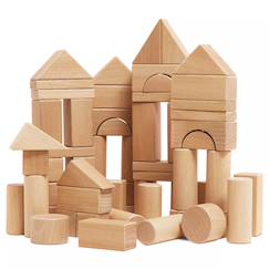 Jouet-Blocs de construction en bois naturel
