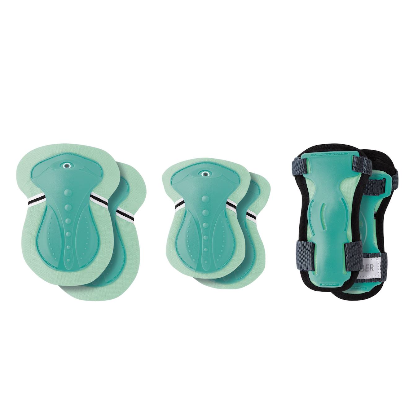Set 3 Protections Enfant Xs (coudes, Genoux, Poignets) Vert Menthe