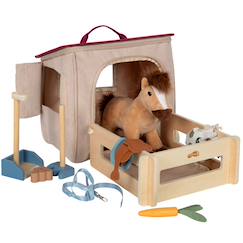 Jouet-Jeux d'imagination-Cheval avec écurie et accessoires