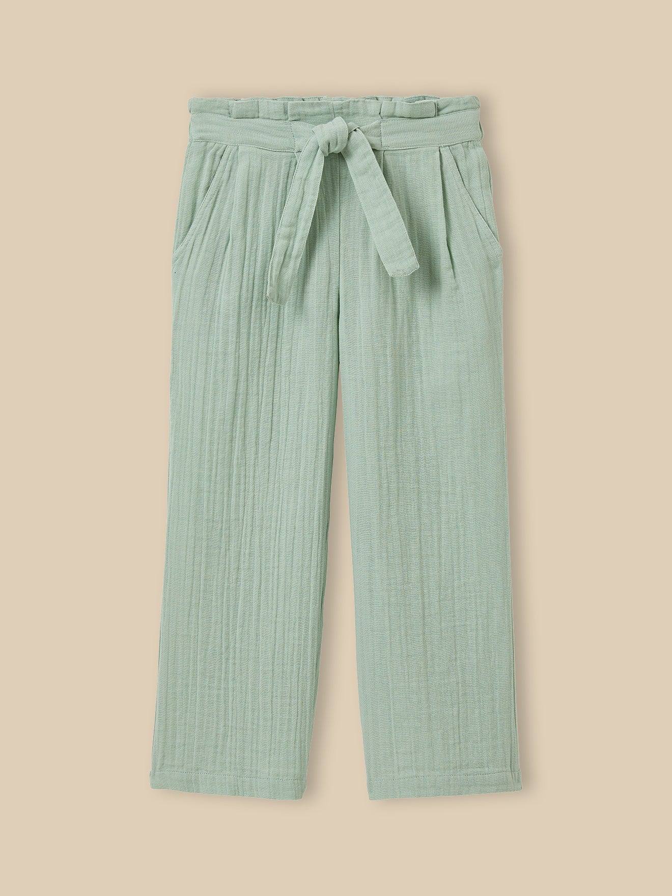 Pantalon En Gaze En Coton Biologique Amande