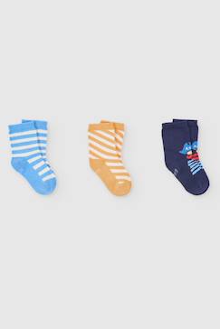 -Lot de 3 paires de chaussettes en coton à rayures