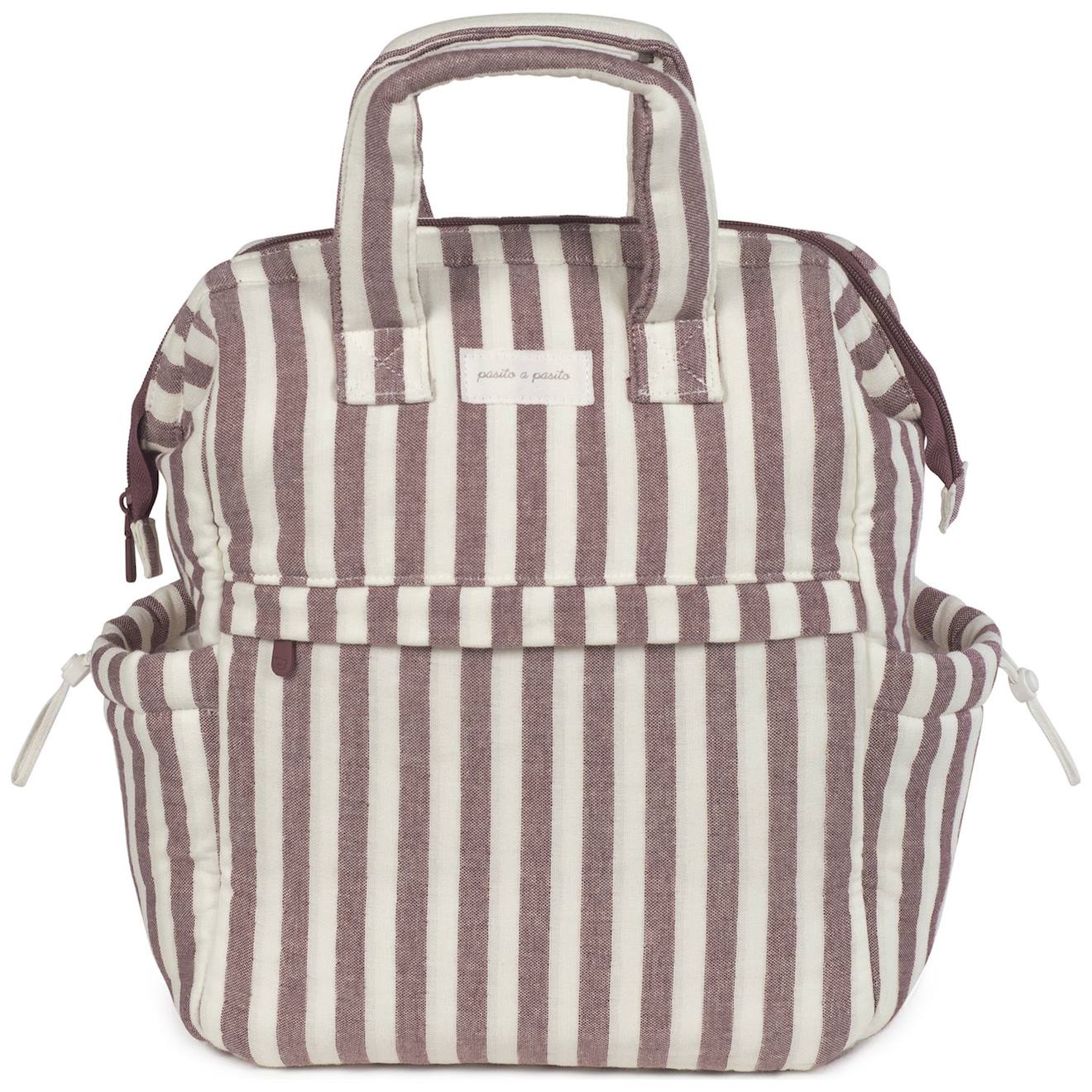 Sac À Dos À Langer En Coton Imperméable Avec Matelas À Langer Et Attaches Poussette Mauve