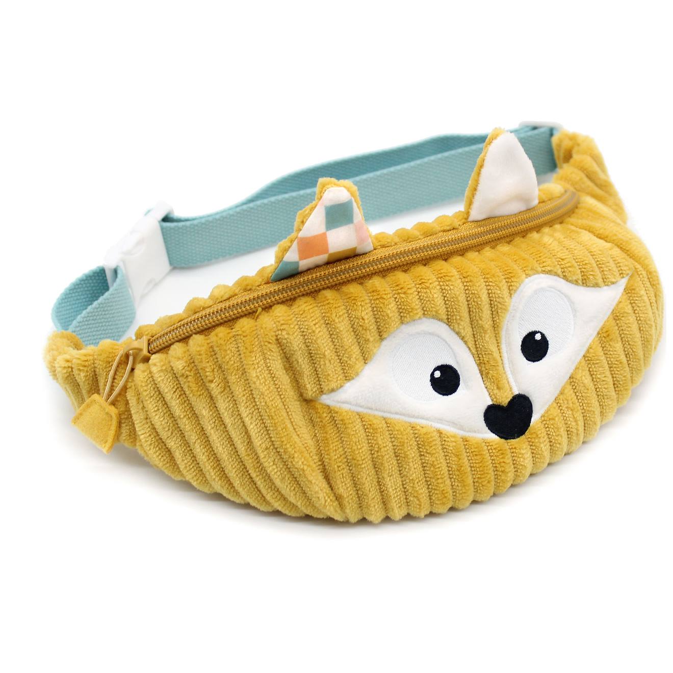 Sac Banane Enfant Renard Avec Fermeture Zippée Et Ceinture Réglable – Dès 3 Ans Moutarde, Blanc, Bleu
