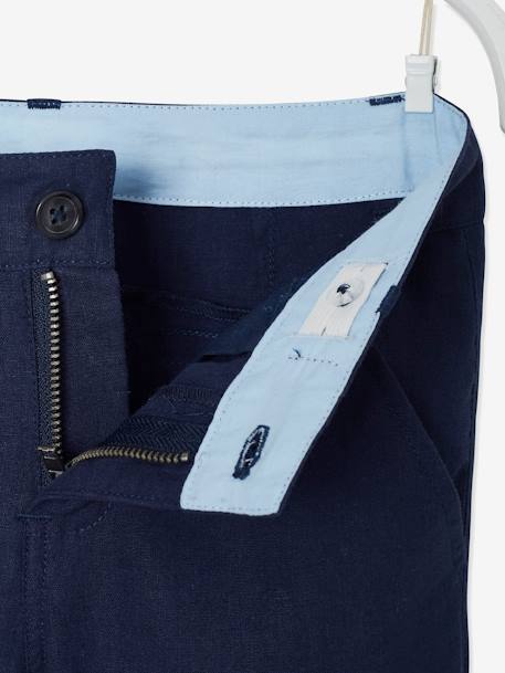 Pantalon garçon cérémonie chino en coton/lin beige+beige clair+bleu+marine foncé+vert sauge 25 - vertbaudet enfant 