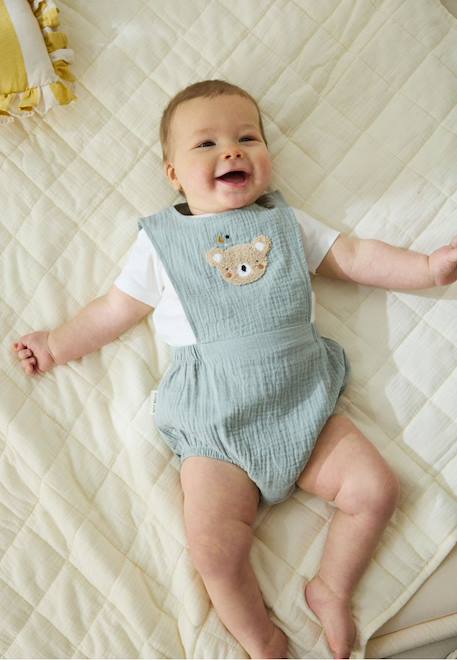 Bébé-Salopette, combinaison-Ensemble barboteuse bloomer bébé en gaze de coton et t-shirt mini rêve