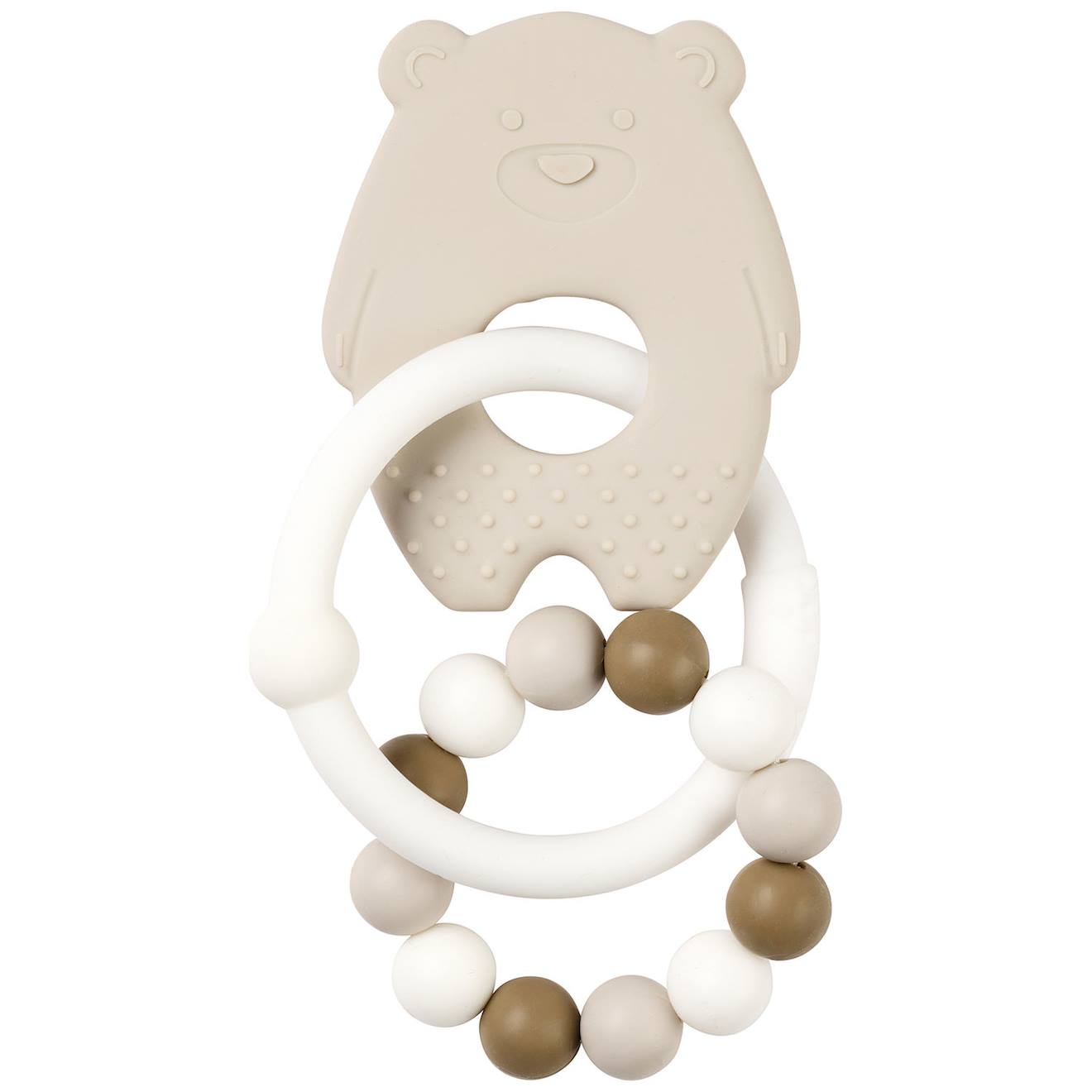 Anneau De Dentition Ours En Silicone Souple Texturé – Dès La Naissance Beige, Blanc, Marron