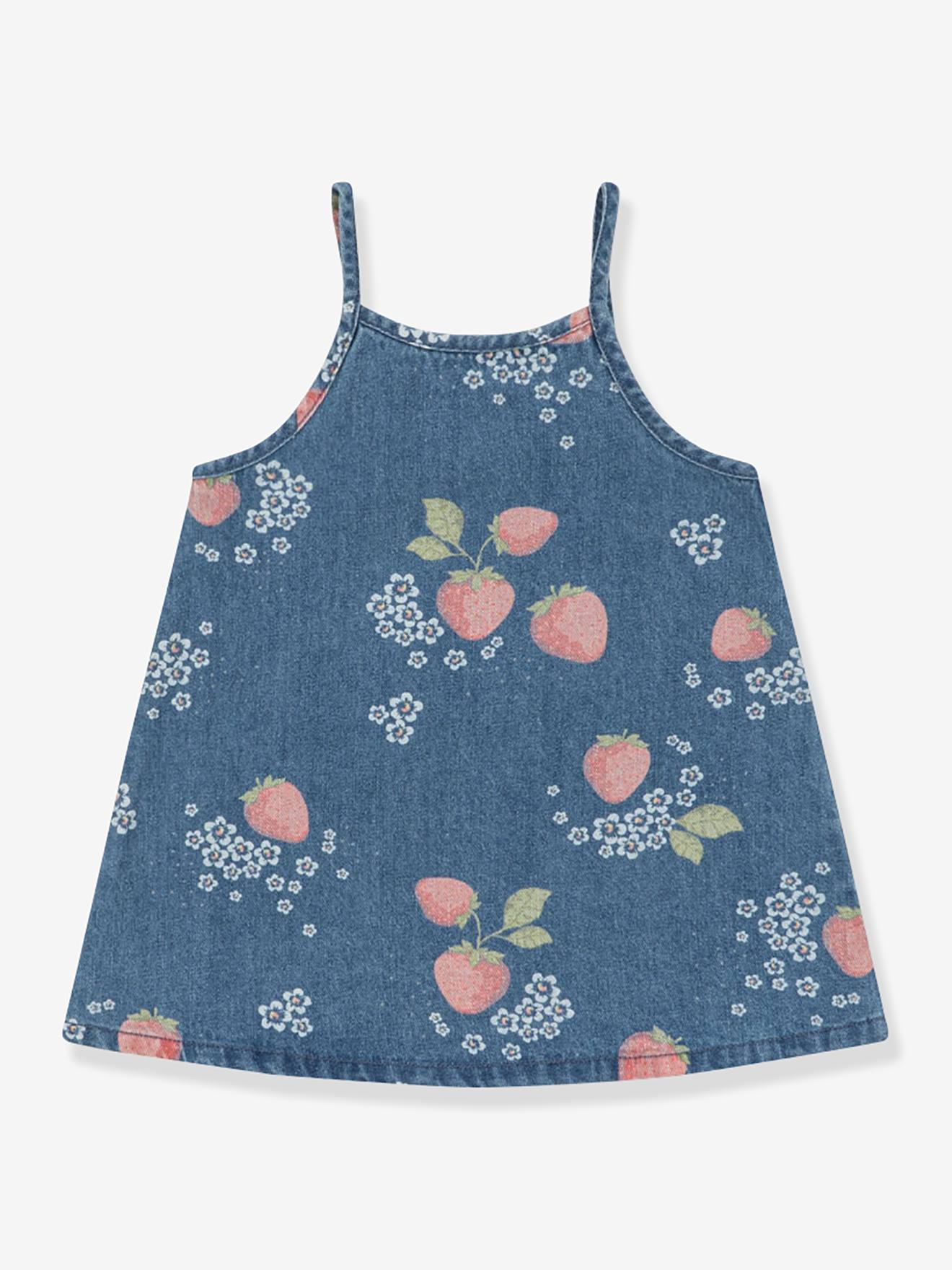 Robe courte fille denim bleu jean