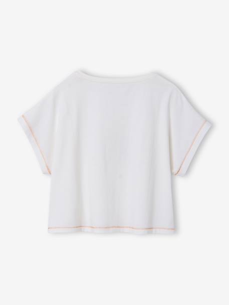 T-shirt manches courtes fille écru 4 - vertbaudet enfant 