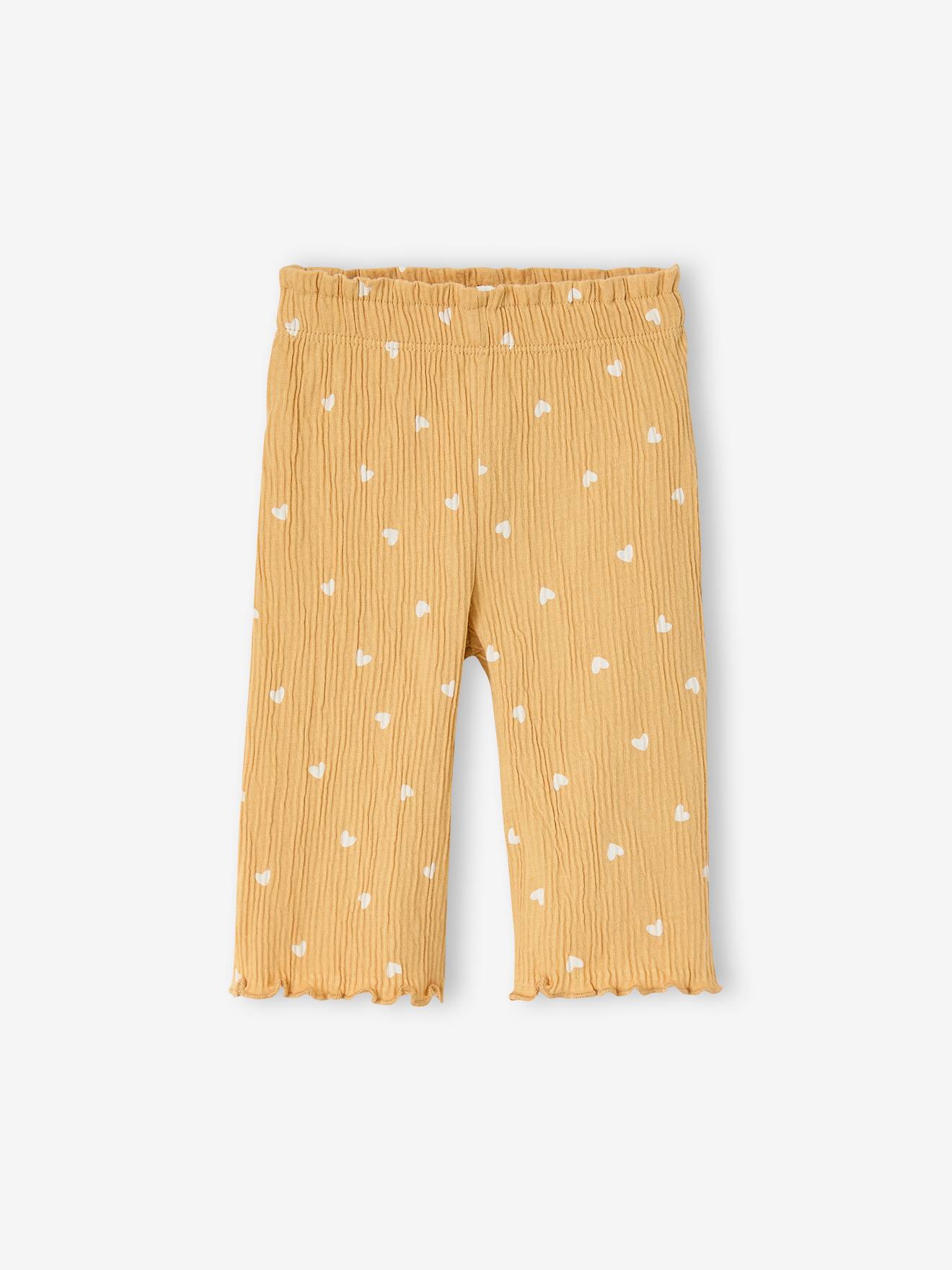 Pantalon large bébé fille jersey moutarde