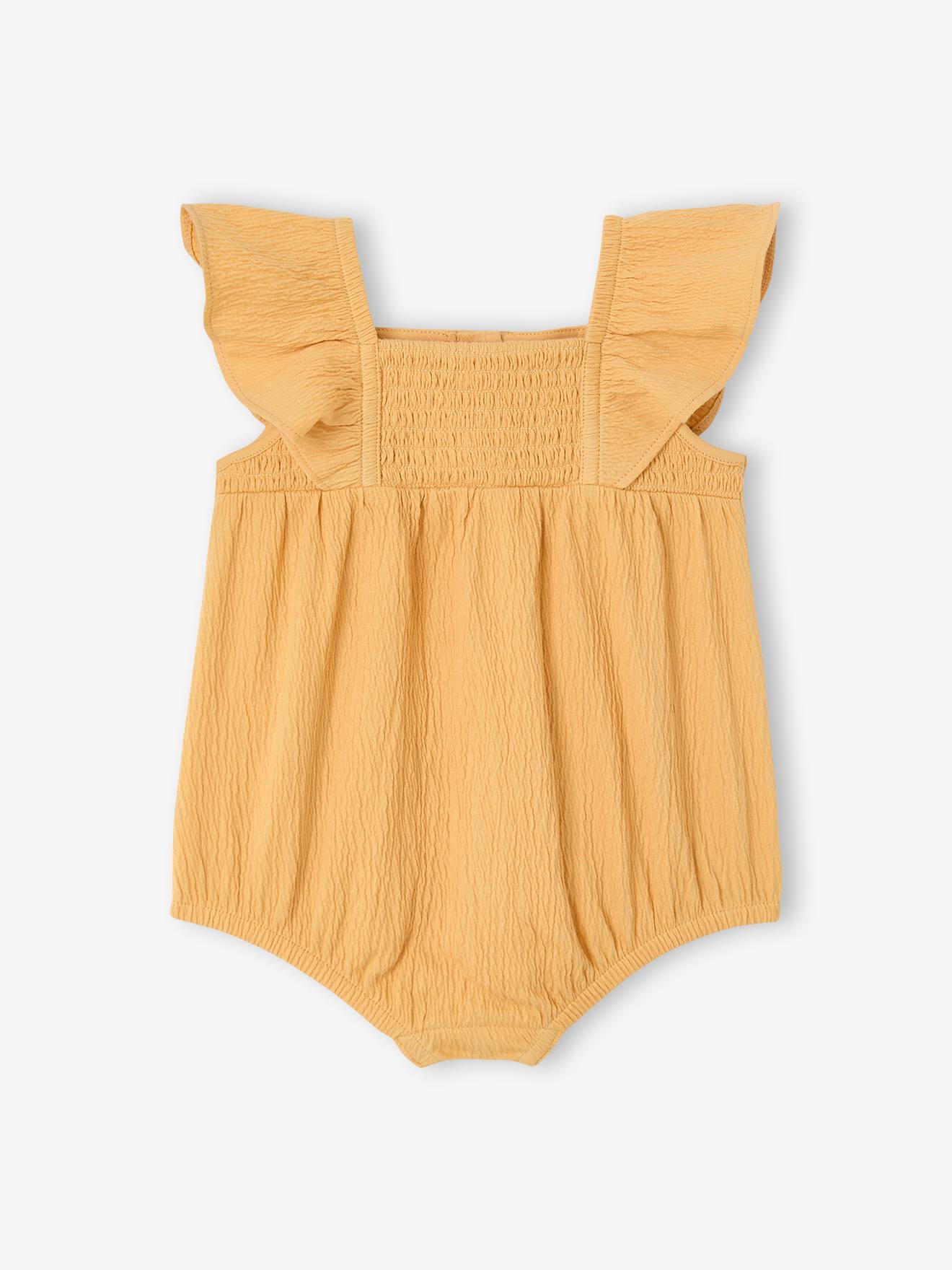Combinaison bébé fille coton bio moutarde