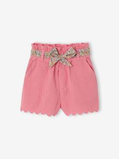 Short bébé fille en gaze de coton ceinture imprimée  - vertbaudet enfant