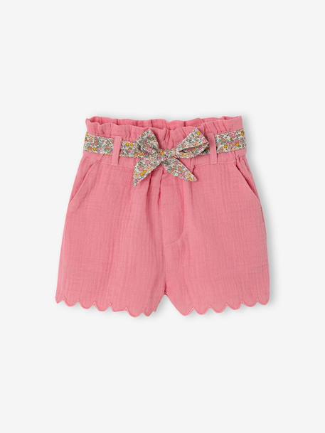 Bébé-Short-Short bébé fille en gaze de coton ceinture imprimée
