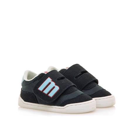 Sneakers garçon synthétique fermeture adhésive barefoot Bleu marine–pétrole+Bleu marine-turquoise+Jaune clair+Taupe-cuir 11 - vertbaudet enfant 