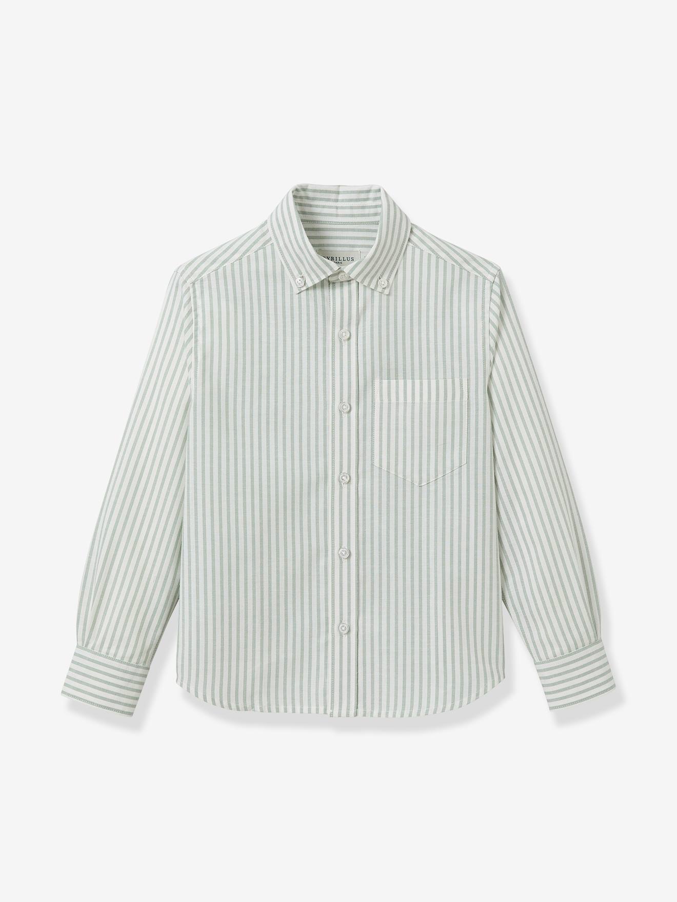Chemise longue rayée vert