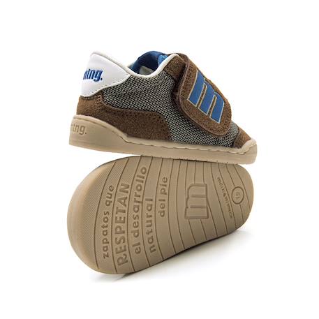 Sneakers garçon synthétique fermeture adhésive barefoot Bleu marine–pétrole+Bleu marine-turquoise+Jaune clair+Taupe-cuir 22 - vertbaudet enfant 