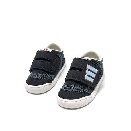Sneakers garçon synthétique fermeture adhésive barefoot Bleu marine–pétrole+Bleu marine-turquoise+Jaune clair+Taupe-cuir 8 - vertbaudet enfant 
