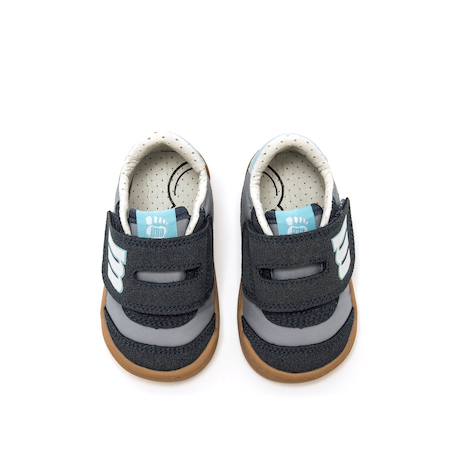Sneakers garçon synthétique fermeture adhésive barefoot Bleu marine–pétrole+Bleu marine-turquoise+Jaune clair+Taupe-cuir 2 - vertbaudet enfant 