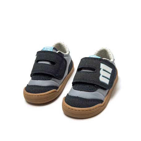 Sneakers garçon synthétique fermeture adhésive barefoot Bleu marine–pétrole+Bleu marine-turquoise+Jaune clair+Taupe-cuir 6 - vertbaudet enfant 