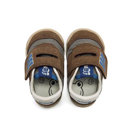 Sneakers garçon synthétique fermeture adhésive barefoot Bleu marine–pétrole+Bleu marine-turquoise+Jaune clair+Taupe-cuir 24 - vertbaudet enfant 