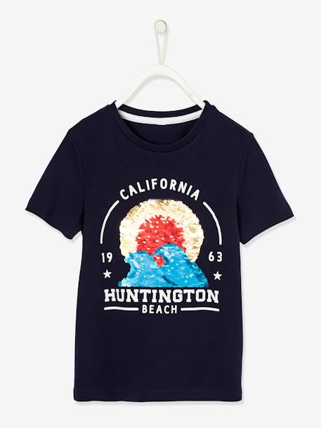 Réversibles-Garçon-T-shirt ludique garçon motif en sequins réversibles