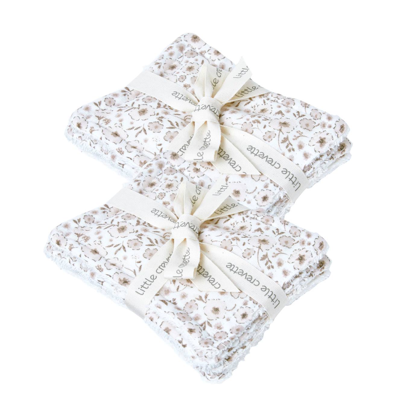 Lot De 12 Lingettes Lavables Coton Bio Fleurs Beiges (Little Crevette) - Couverture