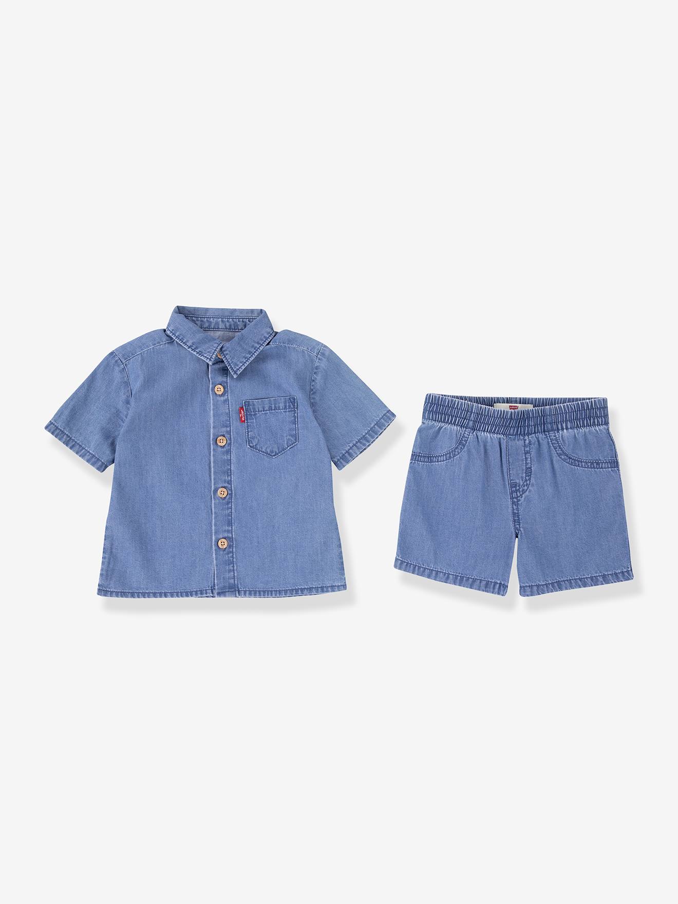 Ensemble short chemise bébé denim bleu jean Ensemble short chemise bébé denim bleu jean
