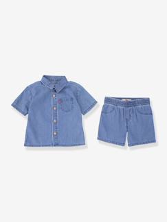 Ensemble short chemise bébé denim  - vertbaudet enfant