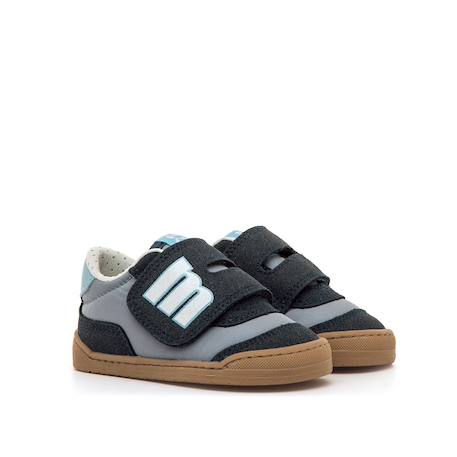 Sneakers garçon synthétique fermeture adhésive barefoot Bleu marine–pétrole+Bleu marine-turquoise+Jaune clair+Taupe-cuir 4 - vertbaudet enfant 