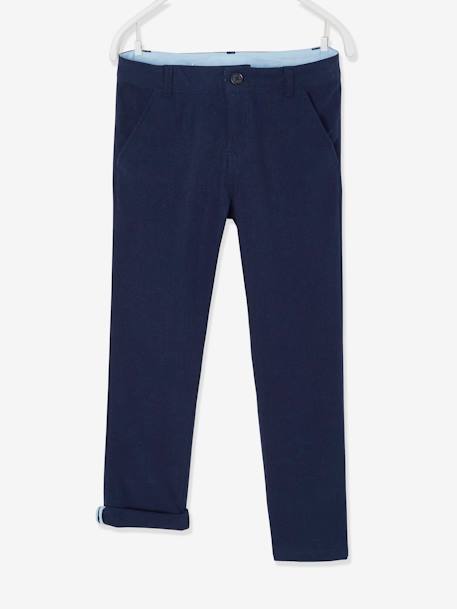 Pantalon garçon cérémonie chino en coton/lin beige+beige clair+bleu+marine foncé+vert sauge 23 - vertbaudet enfant 
