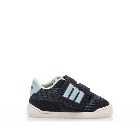 Sneakers garçon synthétique fermeture adhésive barefoot Bleu marine–pétrole+Bleu marine-turquoise+Jaune clair+Taupe-cuir 7 - vertbaudet enfant 