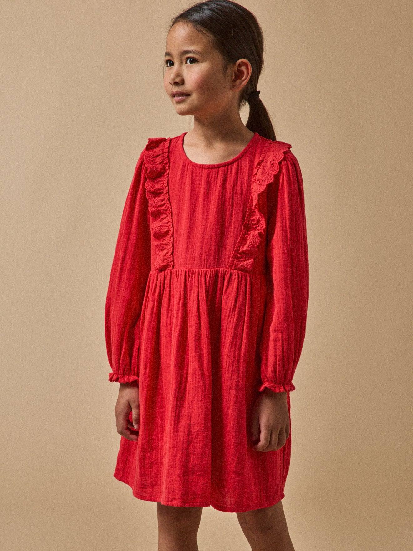 Robe Gaze De Coton Rouge