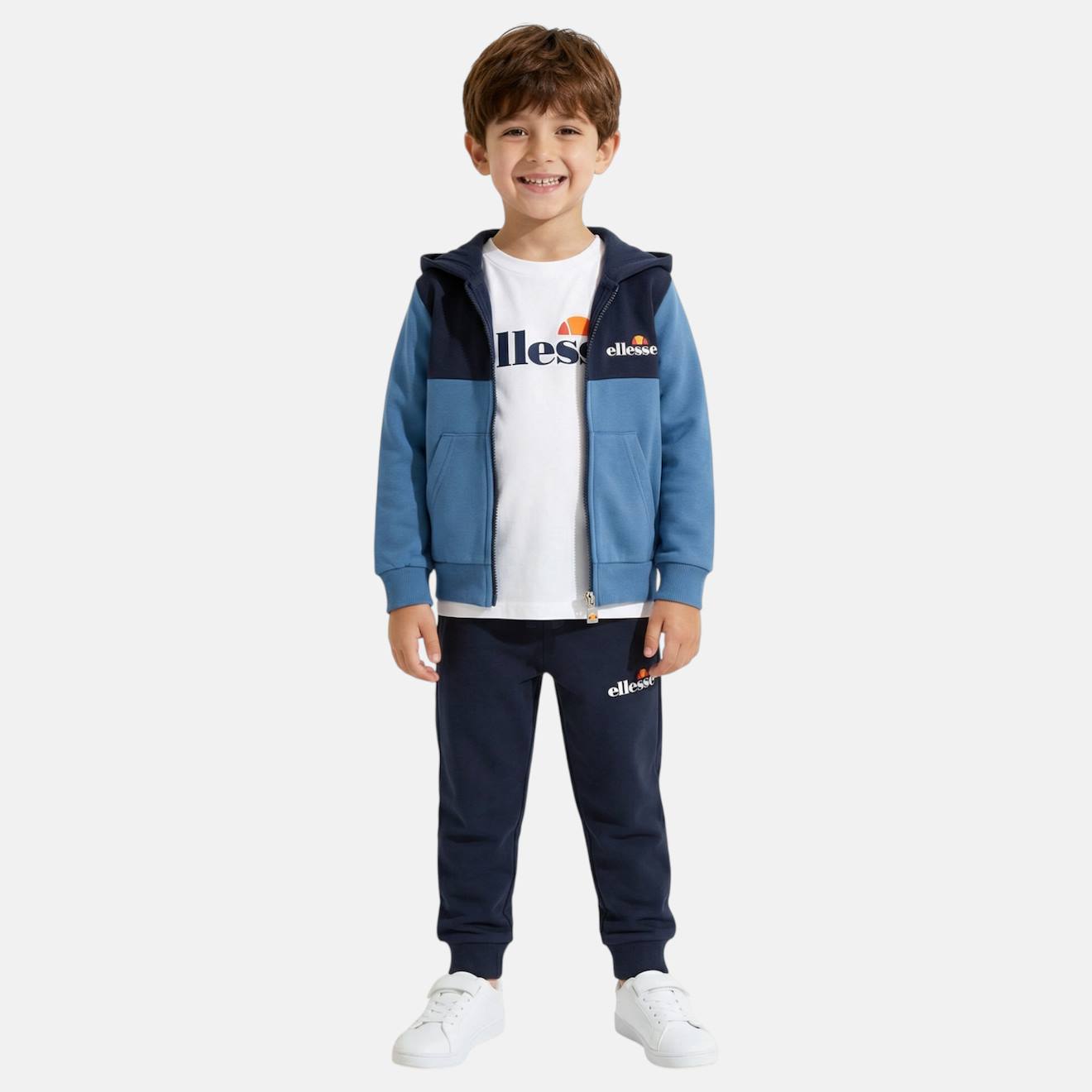 Ensemble T-shirt Manches Courtes Veste Capuche Et Pantalon Jogging 3 Pièces Garçon Bleu